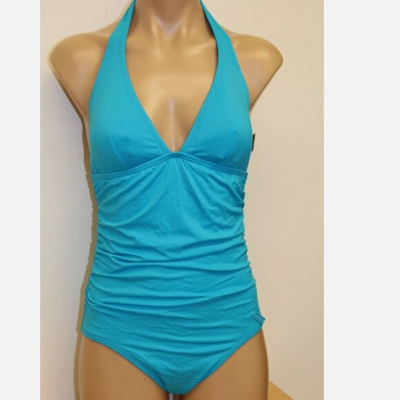 New DKNY Donna Karan Swimsuit 1 one piece size 8 Capri Halter - Picture 2 of 4
